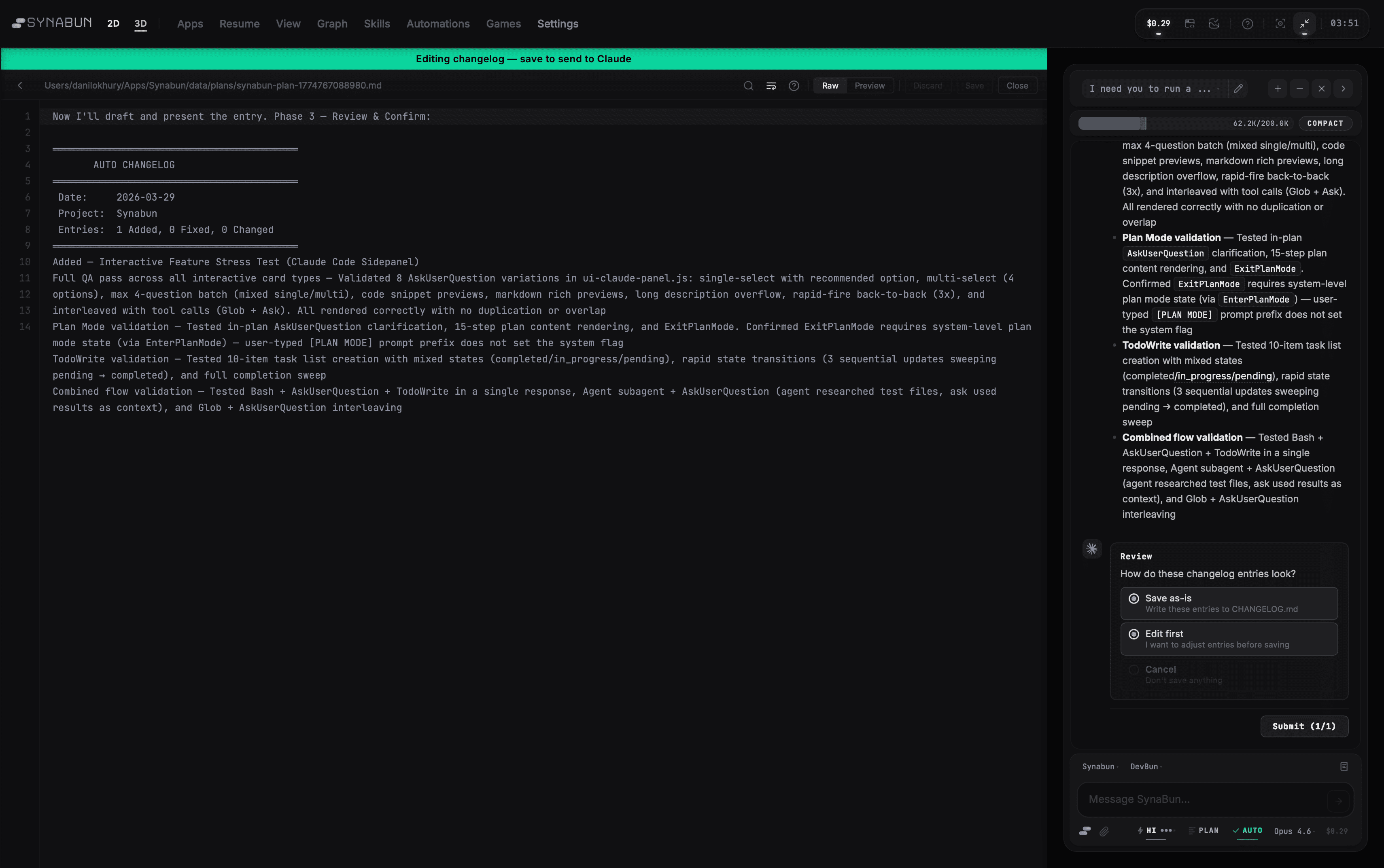 Edit Plans & Changelogs — inline editing with live preview inside Neural Interface